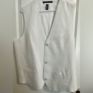 Perry Ellis White, Dress, Mens Vest (2XLT) and Linen Slacks (44X30)